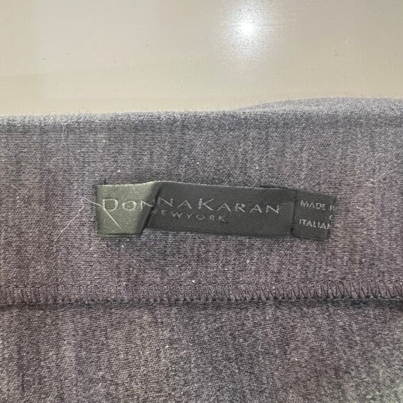 Donna Karan Wool Stretch Midi Skirt Grey Large Ruched Back Fitted Elastic Waist - Picture 3 of 7